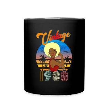Anniversaire 1987 vintage Femme blonde Afro - Mug uni - noir - Devant