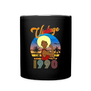 Vintage Geburtstag 1990 Frau Afro Geschenk Frau - Tasse einfarbig - Schwarz - Vorne