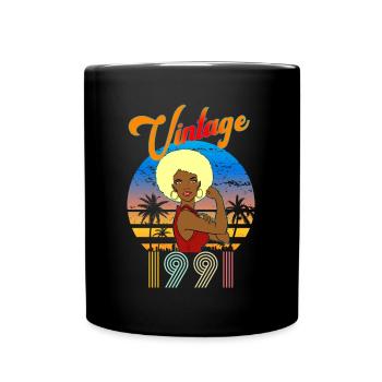 Anniversaire Femme Afro Vintage 1991 blonde - Mug uni - noir - Devant