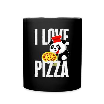 Ich liebe Pizza - Lustiger Pizza-Liebhaber Spruch - Tasse einfarbig - Schwarz - Vorne