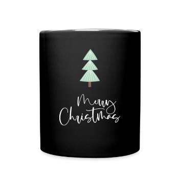 Merry Christmas Baum Clean - Tasse einfarbig - Schwarz - Vorne