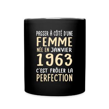 Anniversaire 60 ans - Née en Janvier 1963 - Mug uni - noir - Devant
