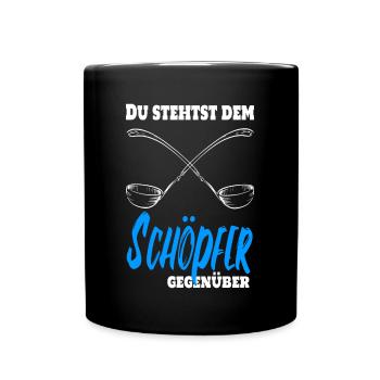 Du stehst dem Schöpfer gegenüber. Koch Chefkoch - Tasse einfarbig - Schwarz - Vorne
