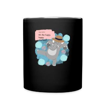 Glücklicher Elefant - Tasse einfarbig - Schwarz - Vorne