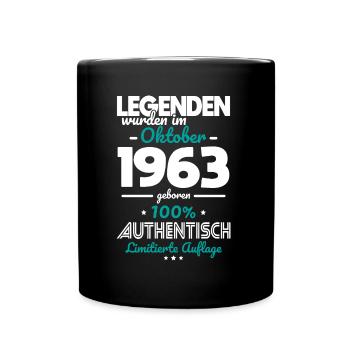 60. Geburtstag - Legenden wurden im Oktober 1963 - Tasse einfarbig - Schwarz - Vorne