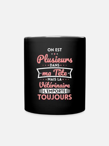 Plusieurs dans tête la Vétérinaire l'emporte - Mug uni - noir