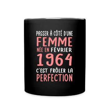 Anniversaire 60 ans - Née en Février 1964 - Mug uni - noir - Devant