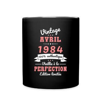 40-jähriges Jubiläum - Jahrgang - April 1984 - Tasse einfarbig - Schwarz - Vorne