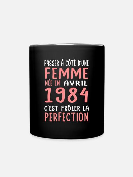 Anniversaire 40 ans - Née en Avril 1984 - Mug uni - noir