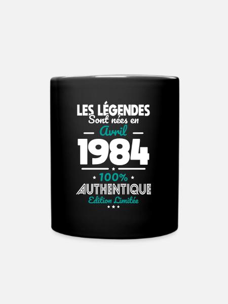 Anniversaire 40 ans - Légendes nées Avril 1984 - Mug uni - noir