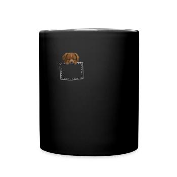 Chien dans la poche de poitrine levrette - Mug uni - noir - Devant