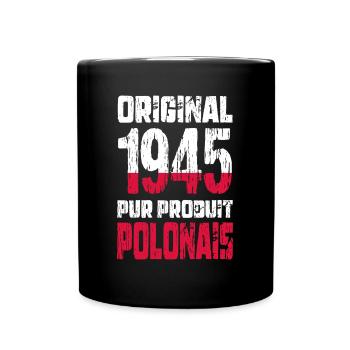 80. Geburtstag - Original 1945 - Polnisch - Tasse einfarbig - Schwarz - Vorne