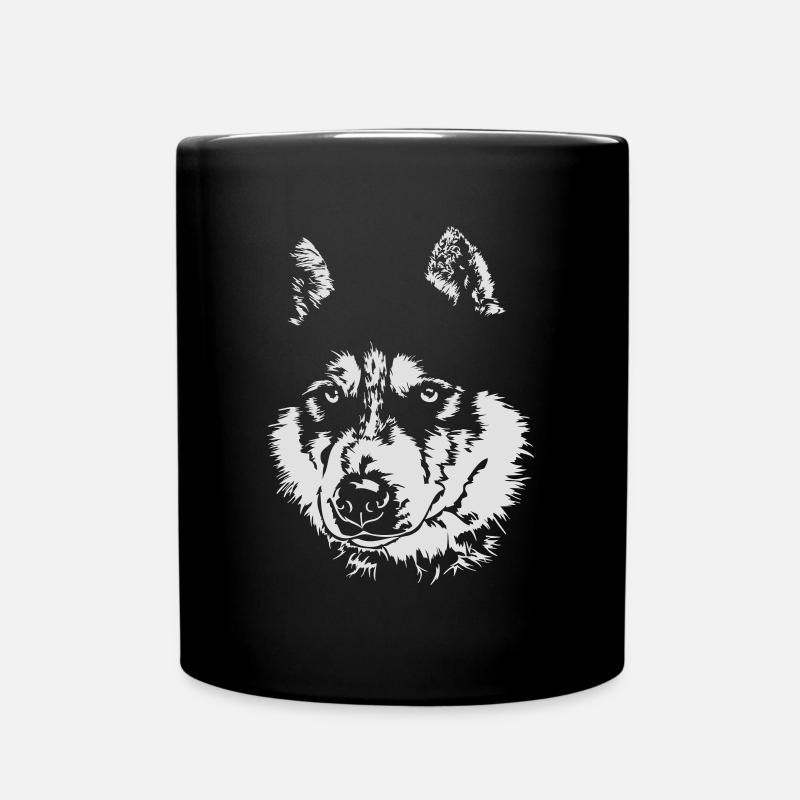 Portrait de chien Husky sibérien HUSKY Wilsigns - Mug uni - noir