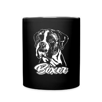 BOXER dog portrait Wilsigns dog dogs - Full Colour Mug - black - Front
