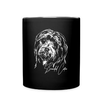 BEARDED COLLIE Hund Hunde Portrait Wilsigns - Tasse einfarbig - Schwarz - Vorne