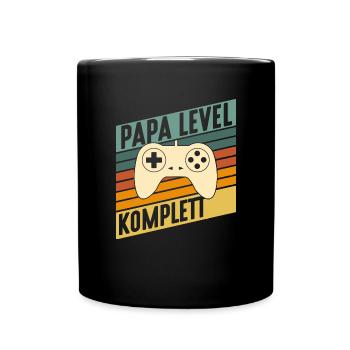 Papa level complete Gaming Father Baby Pregnant - Full Colour Mug - black - Front