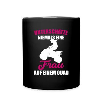 Quadfahrer Geschenkidee Quadfahren Quad ATV - Tasse einfarbig - Schwarz - Vorne