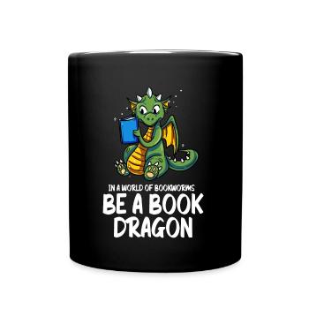Buch Drache Bücher Lesen Bücherwurm Buchnerd Roman - Tasse einfarbig - Schwarz - Vorne
