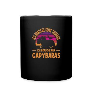 Ich Brauche Keine Therapie Brauche Nur Capybaras - Tasse einfarbig - Schwarz - Vorne