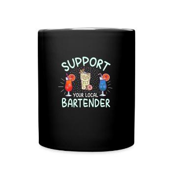 SUPPORT YOUR LOCAL BARTENDER Barkeeper Bar - Full Colour Mug - black - Front