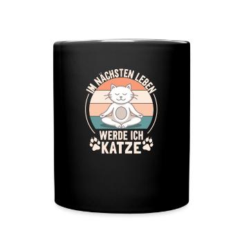 Im nächsten Leben werde ich Katze - Tasse einfarbig - Schwarz - Vorne
