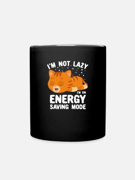 Cat - Energy saving mode not lazy - Full Colour Mug - black