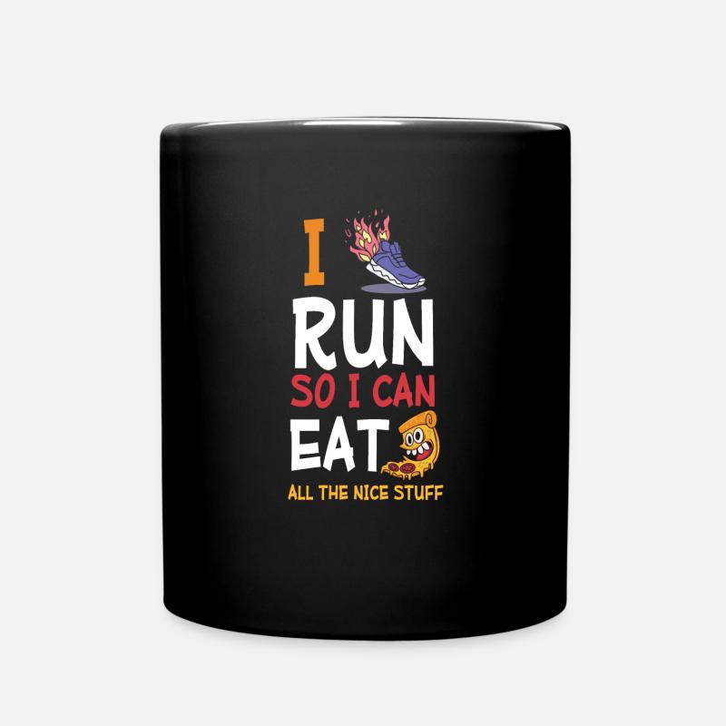 I run to eat the delicious stuff - Full Colour Mug - black