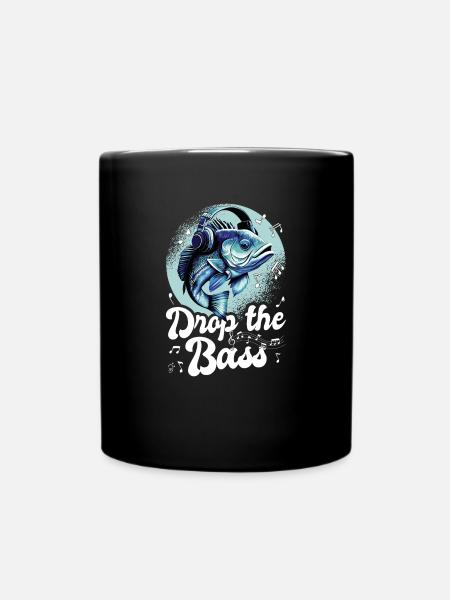 Drop The Bass - Perch with headphones - Full Colour Mug - black