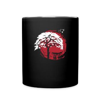 Japanese dwarf maple and archway torii - Full Colour Mug - black - Front