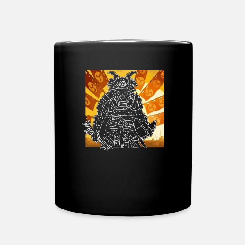Japanischer Gott Hachiman - handgezeichnet - Tasse einfarbig - Schwarz