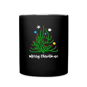 Frohe Weihnachten Koralle - Tasse einfarbig - Schwarz - Vorne