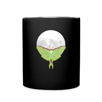 Actias luna - Moth in front of the Moon - Full Colour Mug - black - Front
