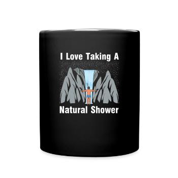 Mann unter Wasserfall - Natürliche Dusche - Tasse einfarbig - Schwarz - Vorne
