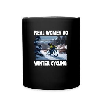 De vraies femmes en vélo d’hiver VTT - Mug uni - noir - Devant