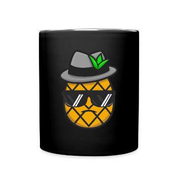 Ananas Gangster Mafia Kawaii Design Pocket - Tasse einfarbig - Schwarz - Vorne