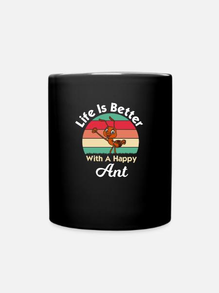 Happy Ending - Happy Ant - Tiny Creatures - Full Colour Mug - black