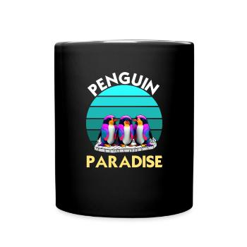 Funny Colorful Penguin Group Paradise - Full Colour Mug - black - Front