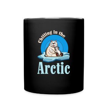Chilling In Der Arktis - Eisbären umarmen sich - Tasse einfarbig - Schwarz - Vorne