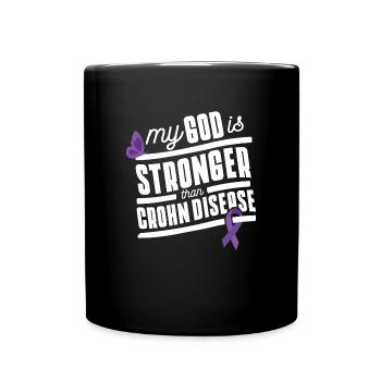 Glaube stärker als Morbus Crohn - Tasse einfarbig - Schwarz - Vorne