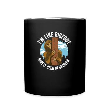 Bigfoot in Crowds: Rarely Seen - Full Colour Mug - black - Front