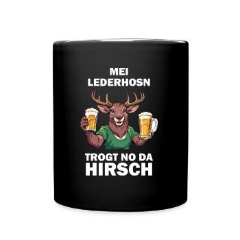 Lederhose Hirsch Tracht Bayrisch Trachten Ersatz - Tasse einfarbig - Schwarz - Vorne