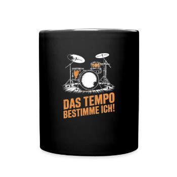 Schlagzeug Schlagzeuger Drummer Schlagzeugspieler - Tasse einfarbig - Schwarz - Vorne