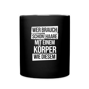 Haarausfall Glatze, Lustiges Glatzenträger - Tasse einfarbig - Schwarz - Vorne