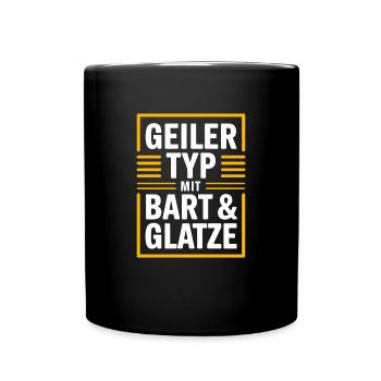 Typ mit Bart und Glatze, Männer Haarausfall Glatze - Tasse einfarbig - Schwarz - Vorne
