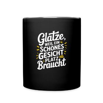 Frisur Glatze Haarausfall, Lustiges Glatzenträger - Tasse einfarbig - Schwarz - Vorne
