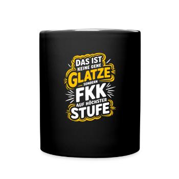 Haarausfall Glatze Frisur, Lustiges Glatzenträger - Tasse einfarbig - Schwarz - Vorne