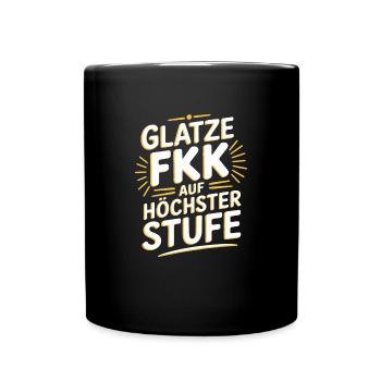 Glatze Frisur Haarausfall, Lustiges Glatzenträger - Tasse einfarbig - Schwarz - Vorne