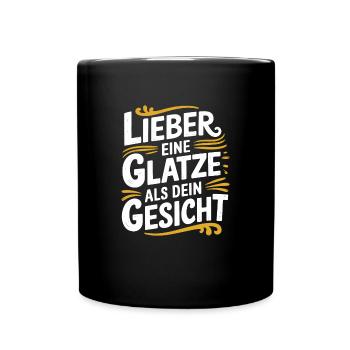 Glatze Frisur Haarausfall, Glatzenträger - Tasse einfarbig - Schwarz - Vorne