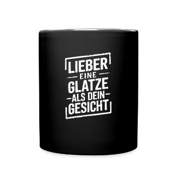 Frisur Glatze Haarausfall, Glatzenträger - Tasse einfarbig - Schwarz - Vorne