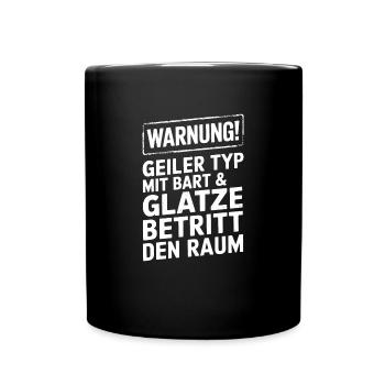 Glatze Frisur Haarausfall, Glatzenträger - Tasse einfarbig - Schwarz - Vorne